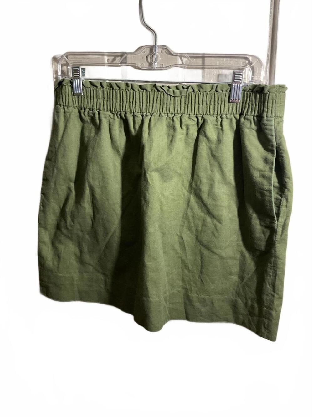 J.Crew Women's Green Linen Blend A Line Mini Skirt Size 10
